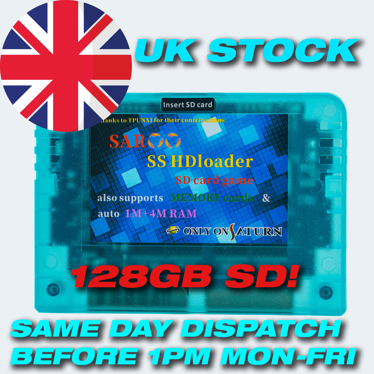 Sega SATURN SAROO Everdrive 128GB Games 1M 4M RAM PCB Version 2024