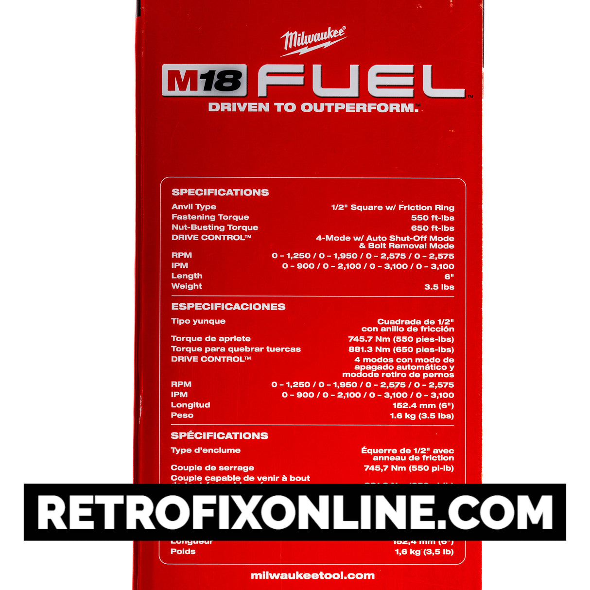 Milwaukee 2962-20 M18 FUEL 1/2" Mid-torque Impact Wrench with Friction Ring