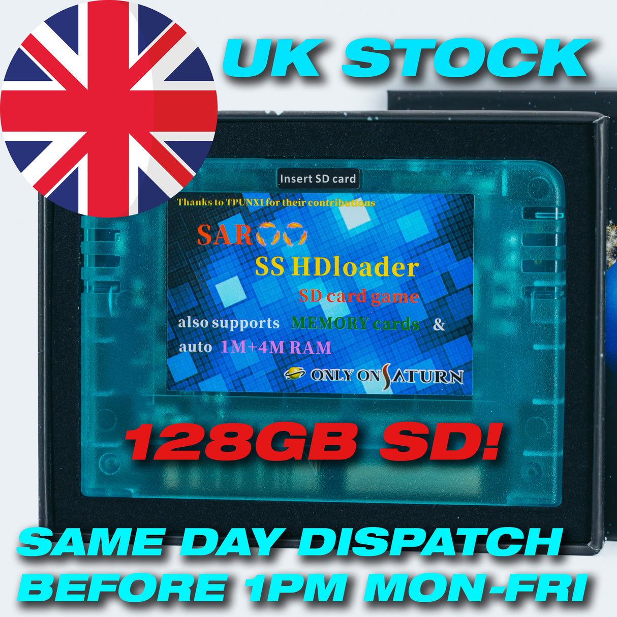 Sega SATURN SAROO Everdrive 128GB Games 1M 4M RAM PCB Version 2024